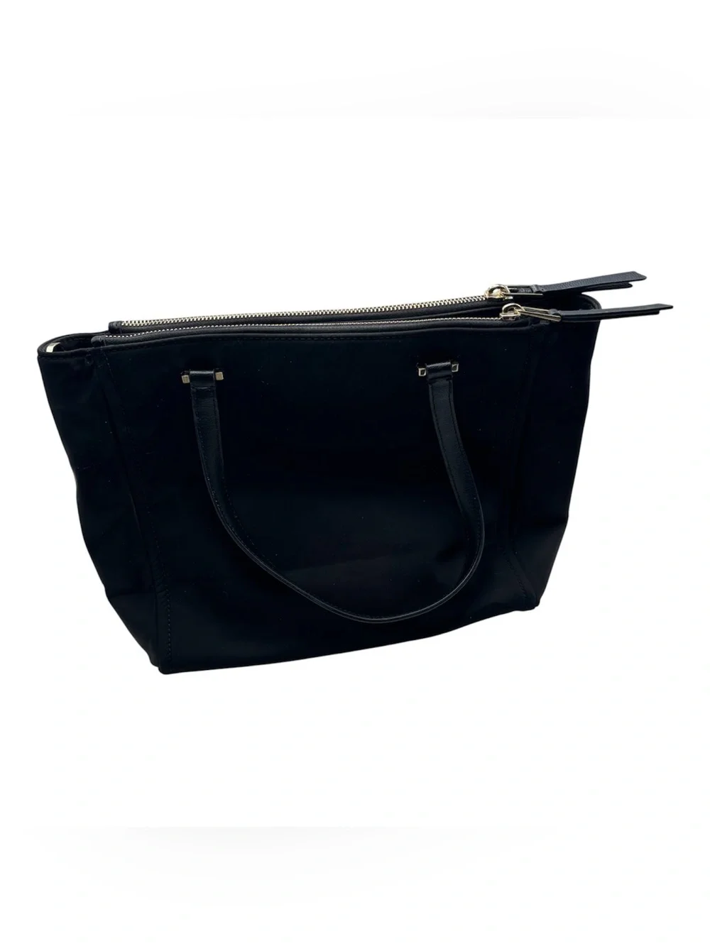 Kate Spade New York Black Nylon Double Zip-Top Shoulder Tote Bag